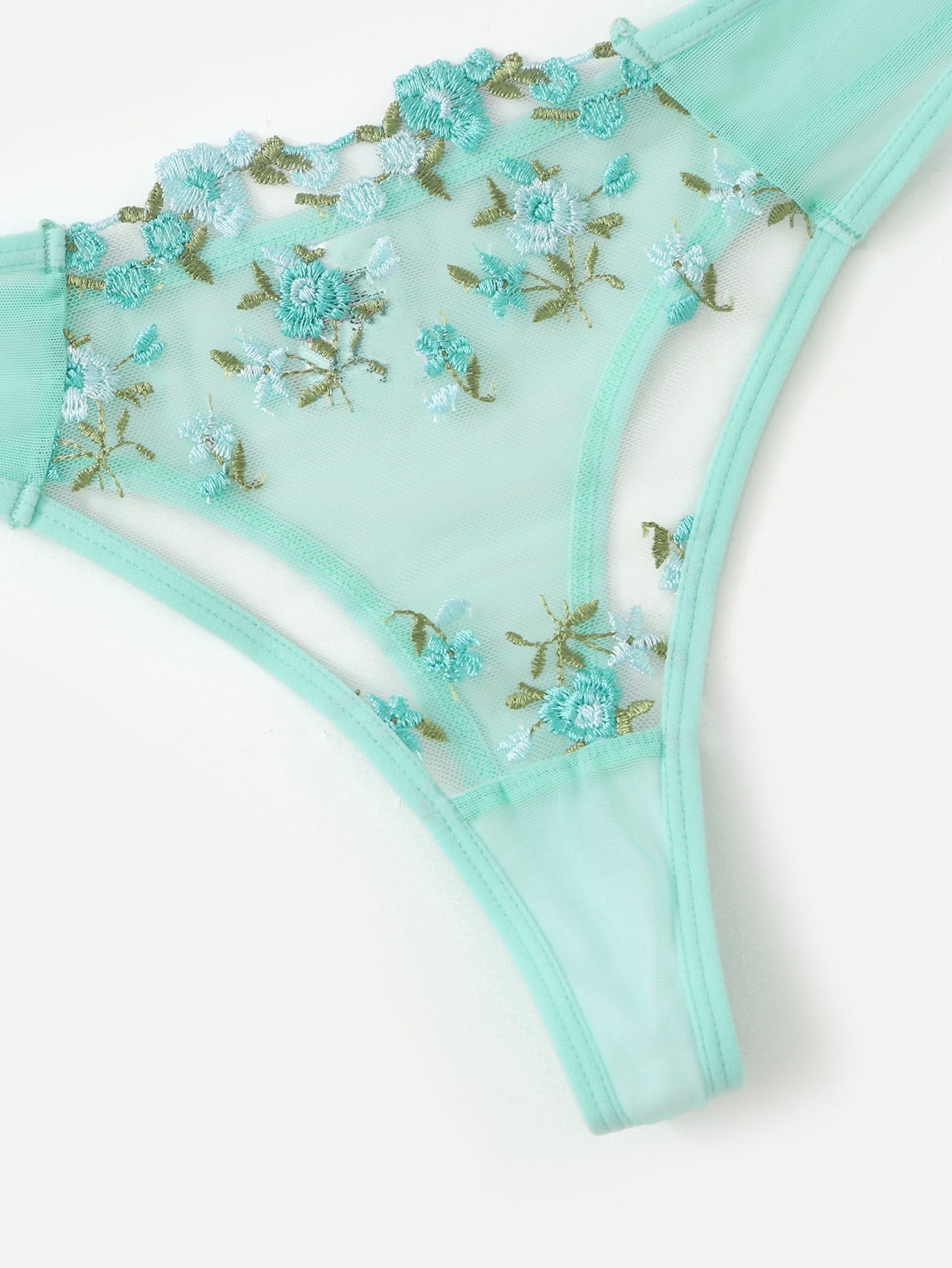 Ensemble soutien-gorge et string fleuris transparents Lila
